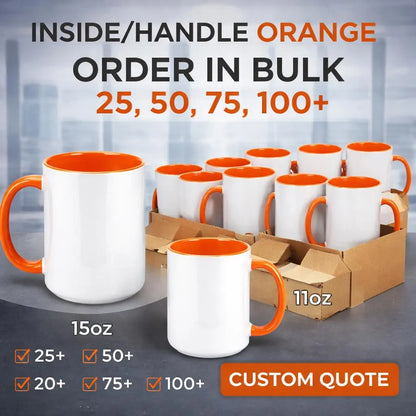 Ceramic Mug with Orange Colored Inside & Handle – 15 OZ