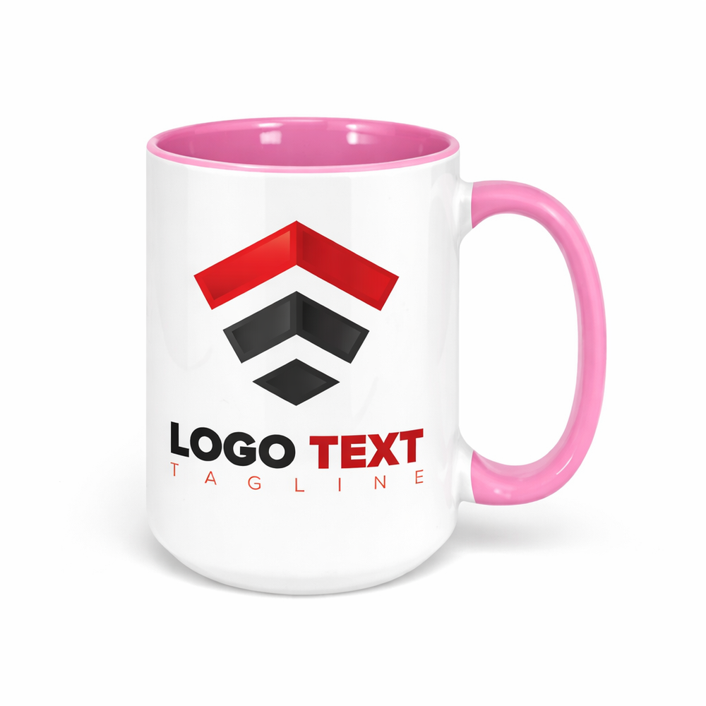 Pink inside ceramic mug with custom logo for salon teams and employee appreciation gifts