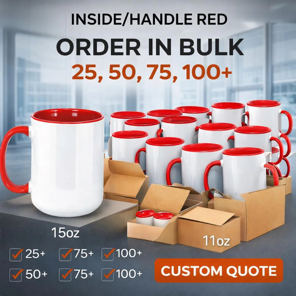 Ceramic Mug with Red Colored Inside & Handle – 15 OZ