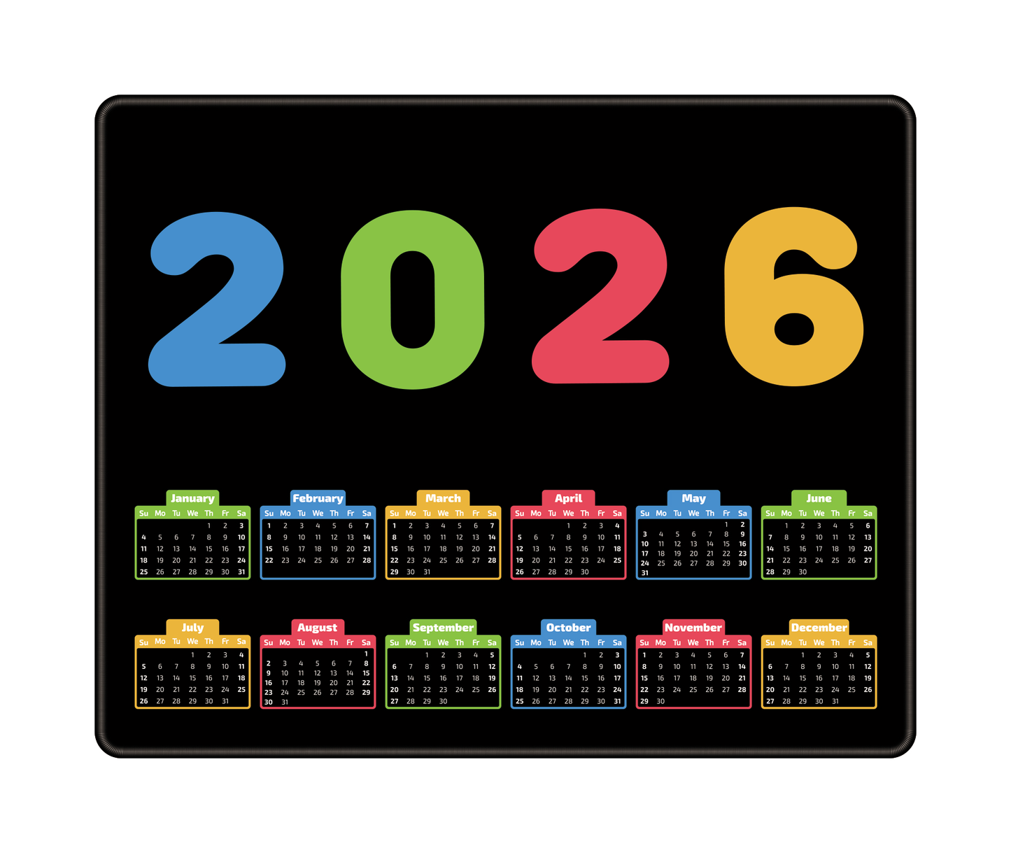Custom 2026 Calendar Mouse Pad with Logo for Promotional Branding