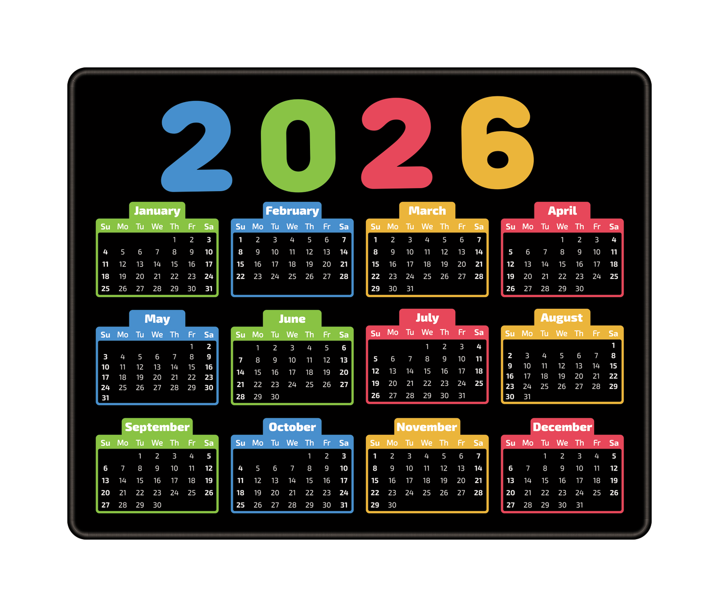 Custom 2026 Calendar Mouse Pad with Logo for Promotional Branding