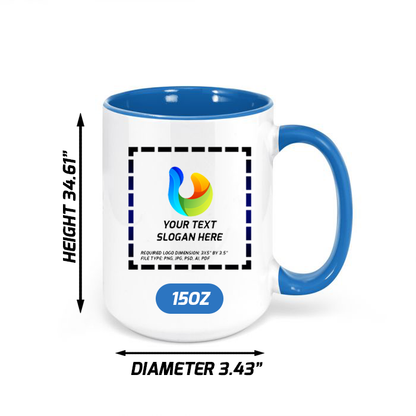 Ceramic Mug with Light Colored Blue Inside & Handle – 15 OZ