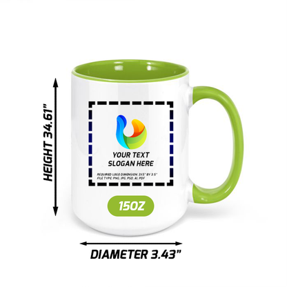 Ceramic Mug with Light Green Colored Inside & Handle – 15 OZ