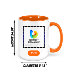 Custom Orange Inside Ceramic Mug 15 oz with logo for startup teams and onboarding gifts