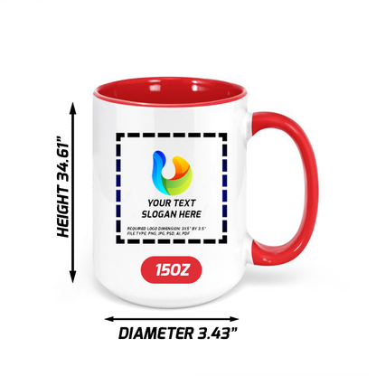 Ceramic Mug with Red Colored Inside & Handle – 15 OZ