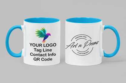 Ceramic Mug with Light Blue Colored Inside & Handle – 11 OZ