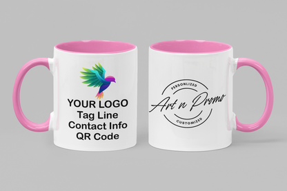 Ceramic Mug with Pink Colored Inside & Handle – 11 OZ