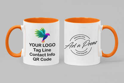 Ceramic Mug with Orange Colored Inside & Handle – 11 OZ