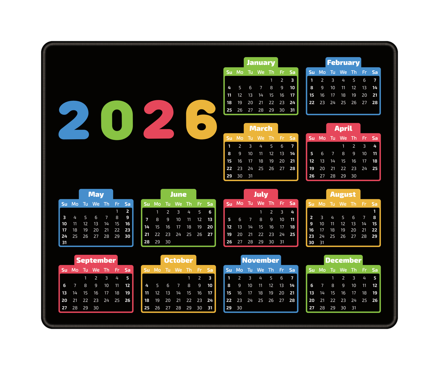 Custom 2026 Calendar Mouse Pad with Logo for Promotional Branding
